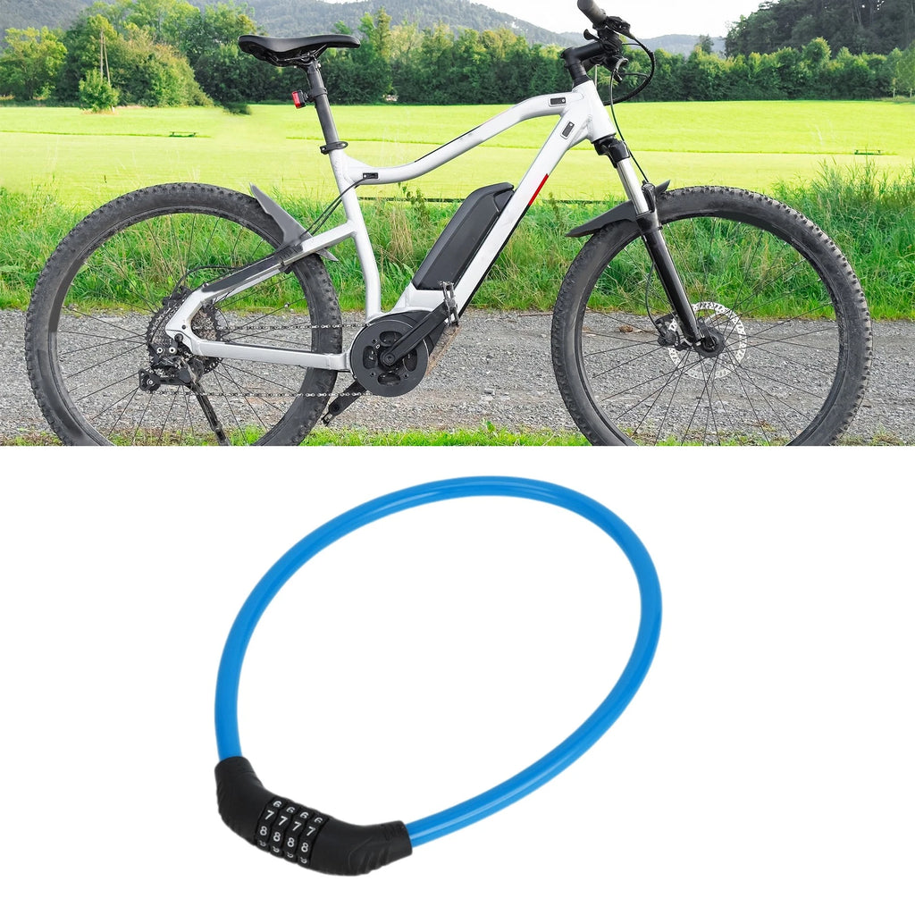 Bike Chain Lock Resettable 4 Digit Combination Security for Blue Bike (–)