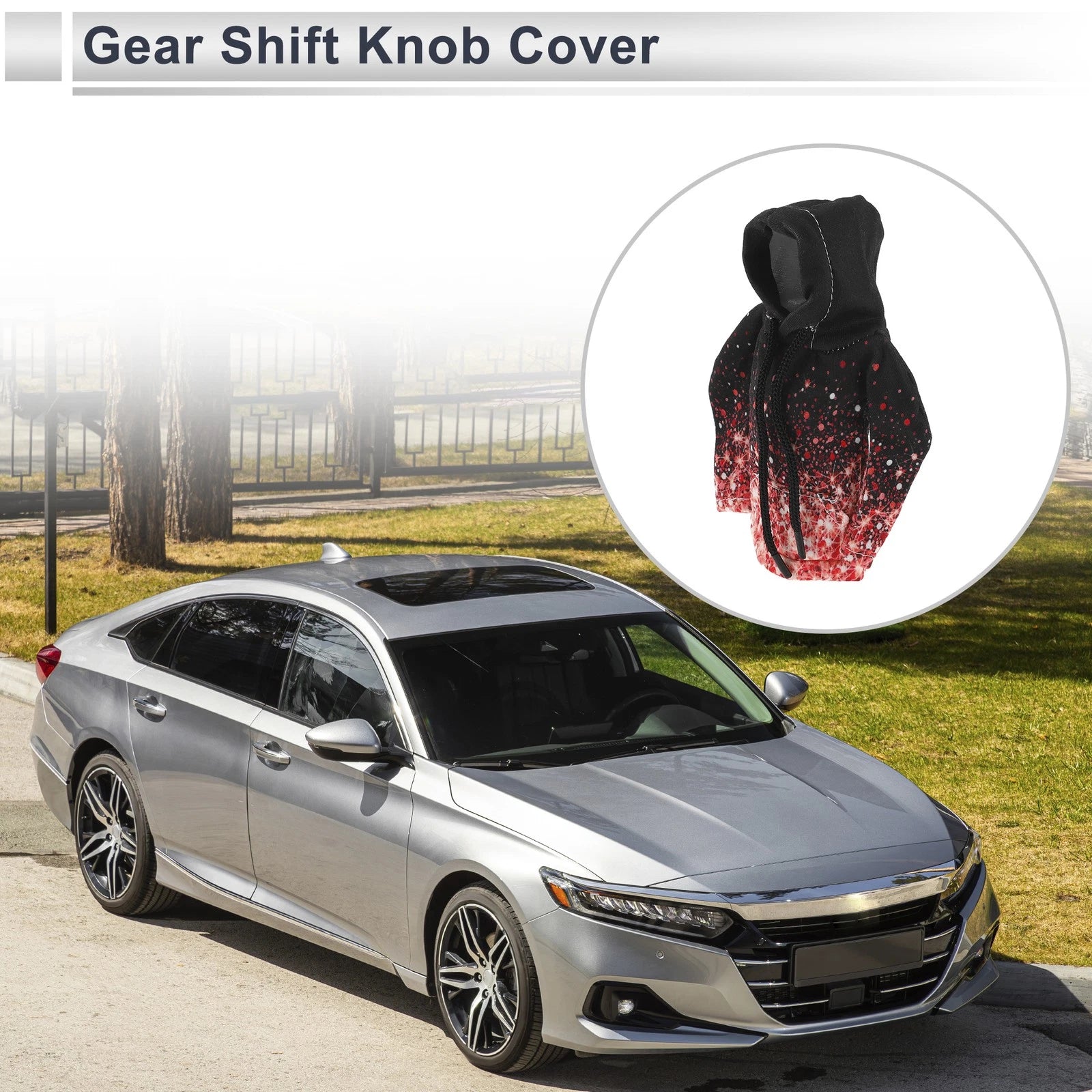 Gear Shift Knob Cover for Universal Cars - Black/Red Polyester