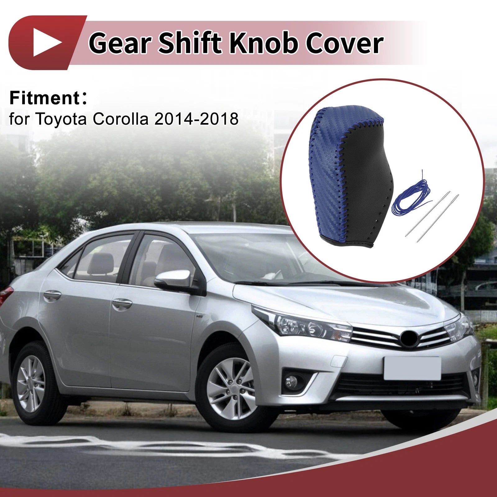 Gear Shift Knob Cover Blue Replacement for Toyota Corolla (2014–2018)