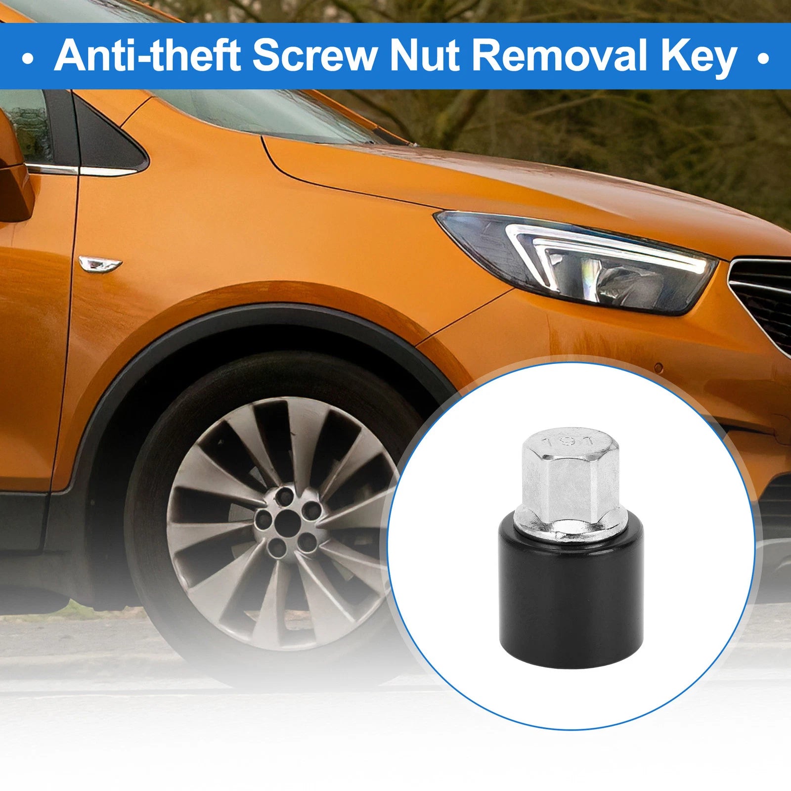 Wheel Lock Lug Nut with Antitheft Screw Removal Key for Vauxhall Opel (N/A)
