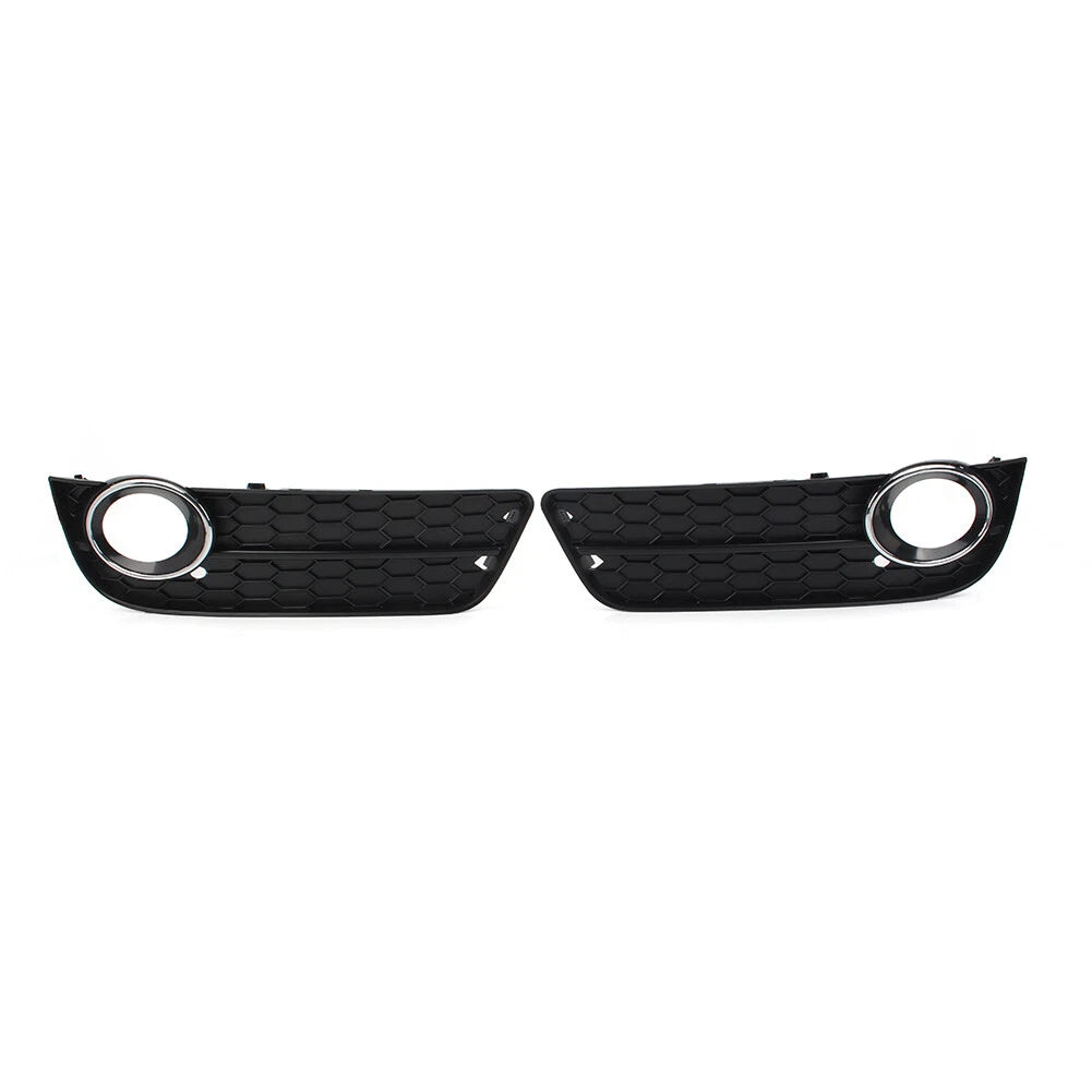 2X Front Bumper Fog Light Grille Cover with Chrome Ring for Audi A5 (2008–2011)