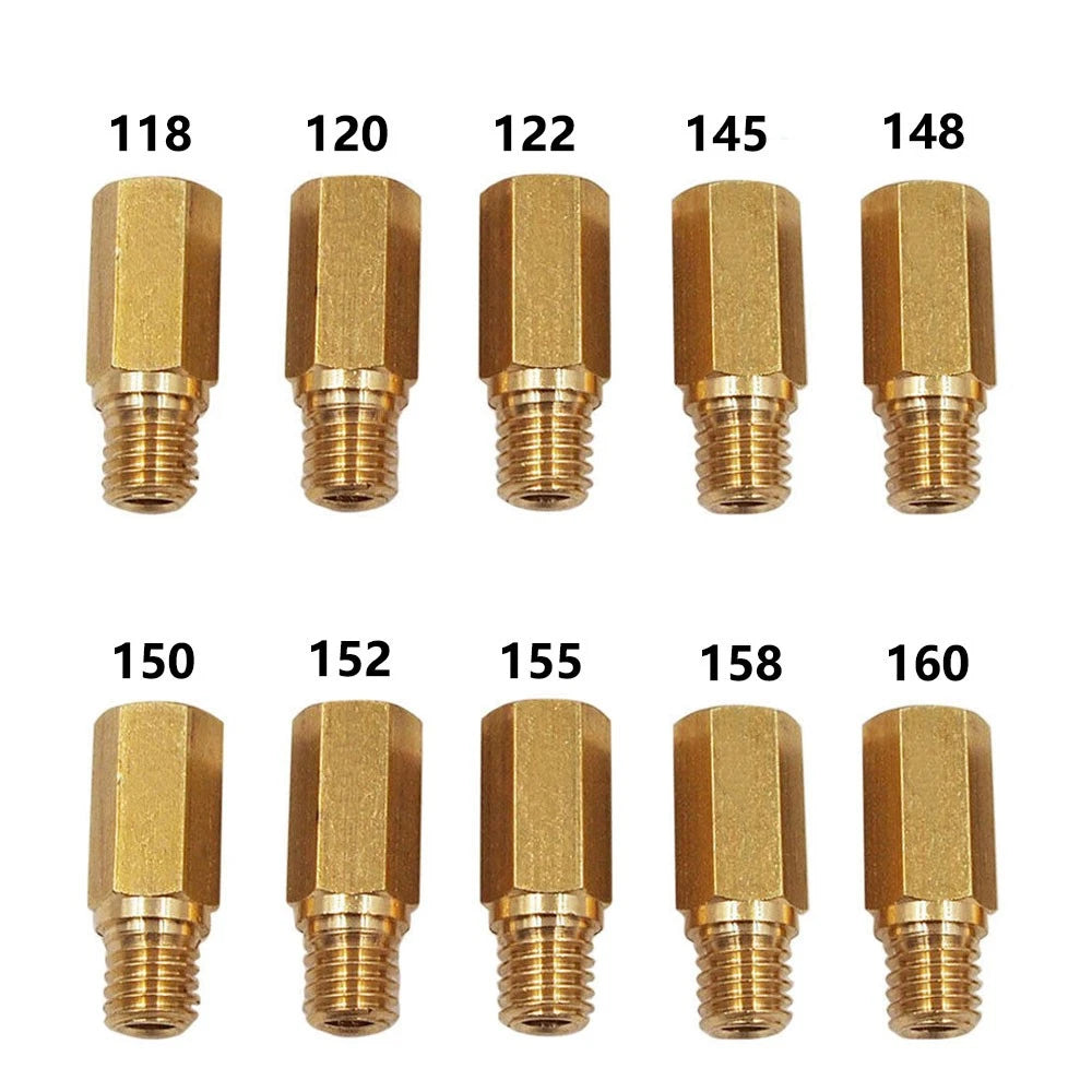 10pcs Carb Main Jet for PWK PE OKO KOSO (118/120/122/145/148/150/152/155/158/160)