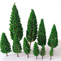 10pc Miniature Pine Trees for Model Railroad Scenery (Scale 1:50-1:400)