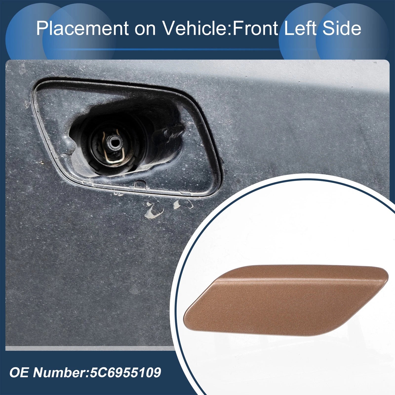 Washer Nozzle Cover Cap Front Left for Volkswagen Jetta A6 (2011–2014)