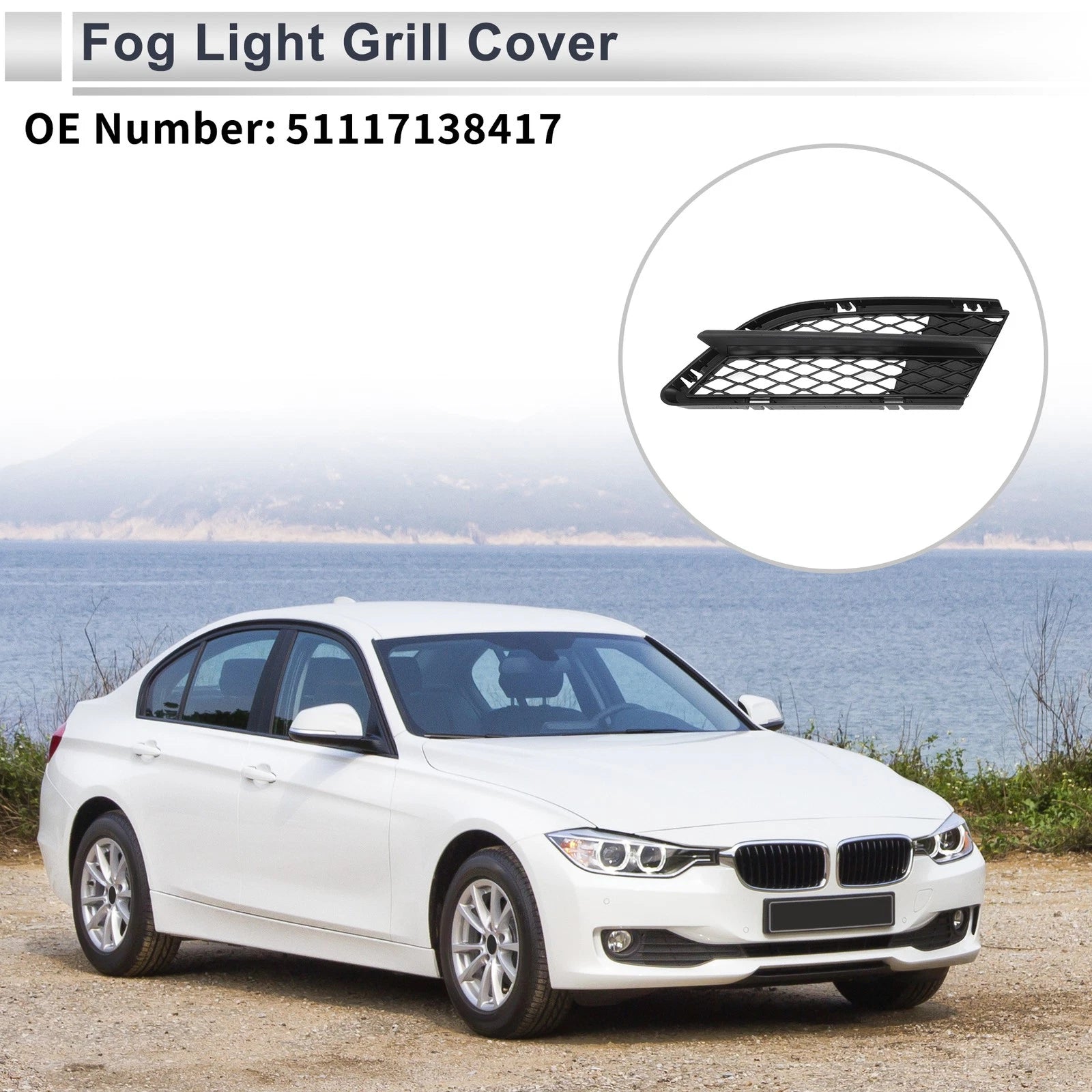 Car Front Left Fog Light Grill Replacement for BMW 335i (2008–2012)