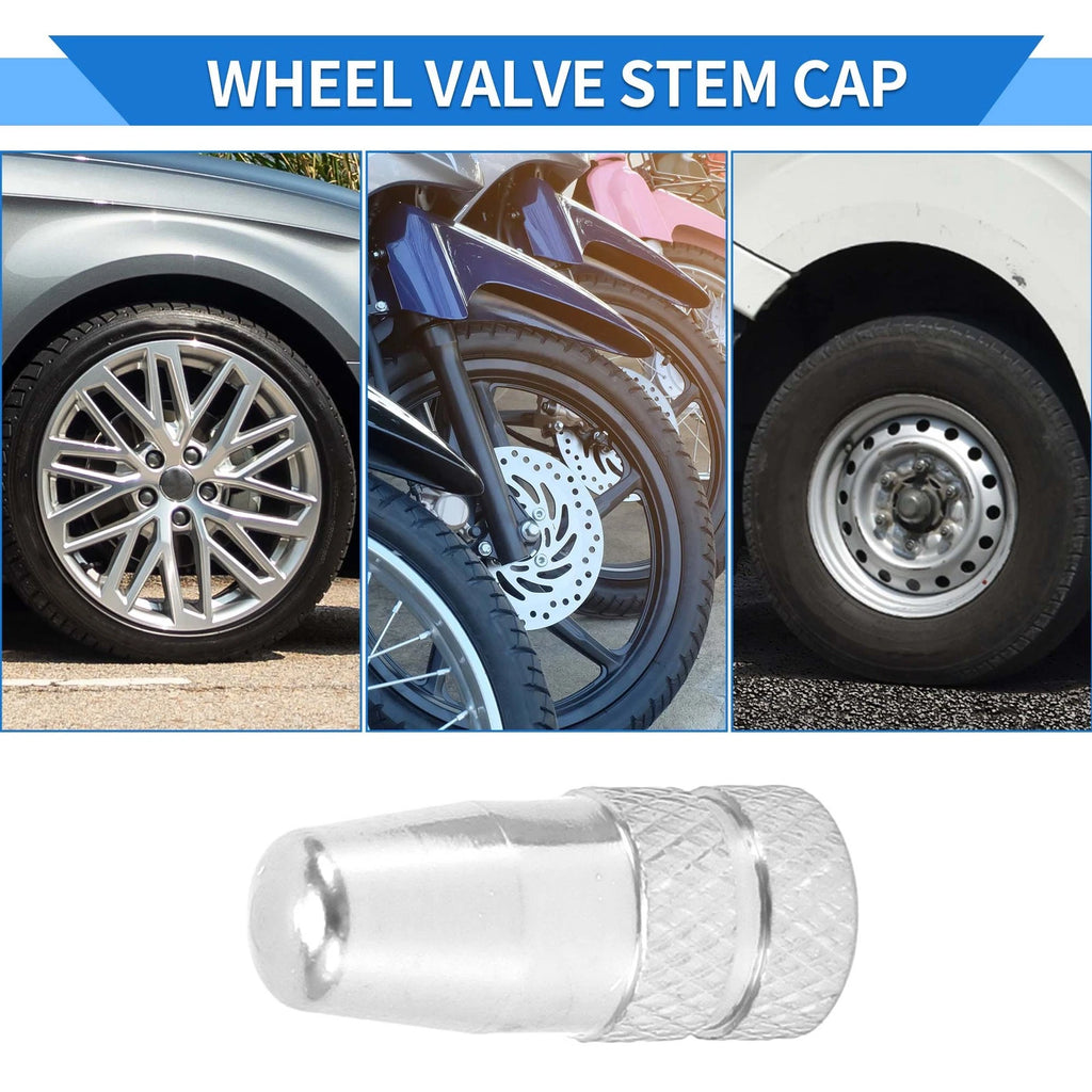Tire Valve Stem Caps Replacement for Car SUV Bike RV 5 Pack (Silver)