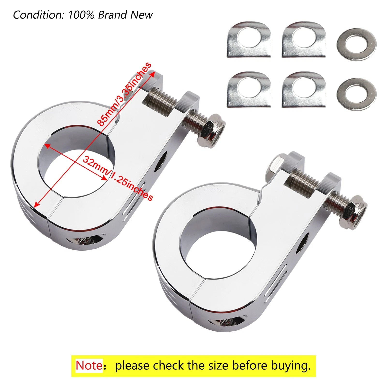 Chrome 32mm Engine Crash Bar Foot Peg Mount Clamp for Harley Dyna (T9)