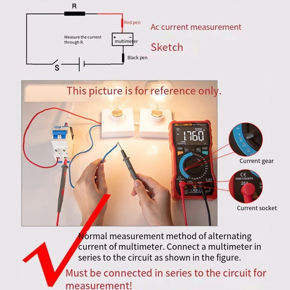 Digital Multimeter DM850 with AC DC Voltage Measurement and Data Hold