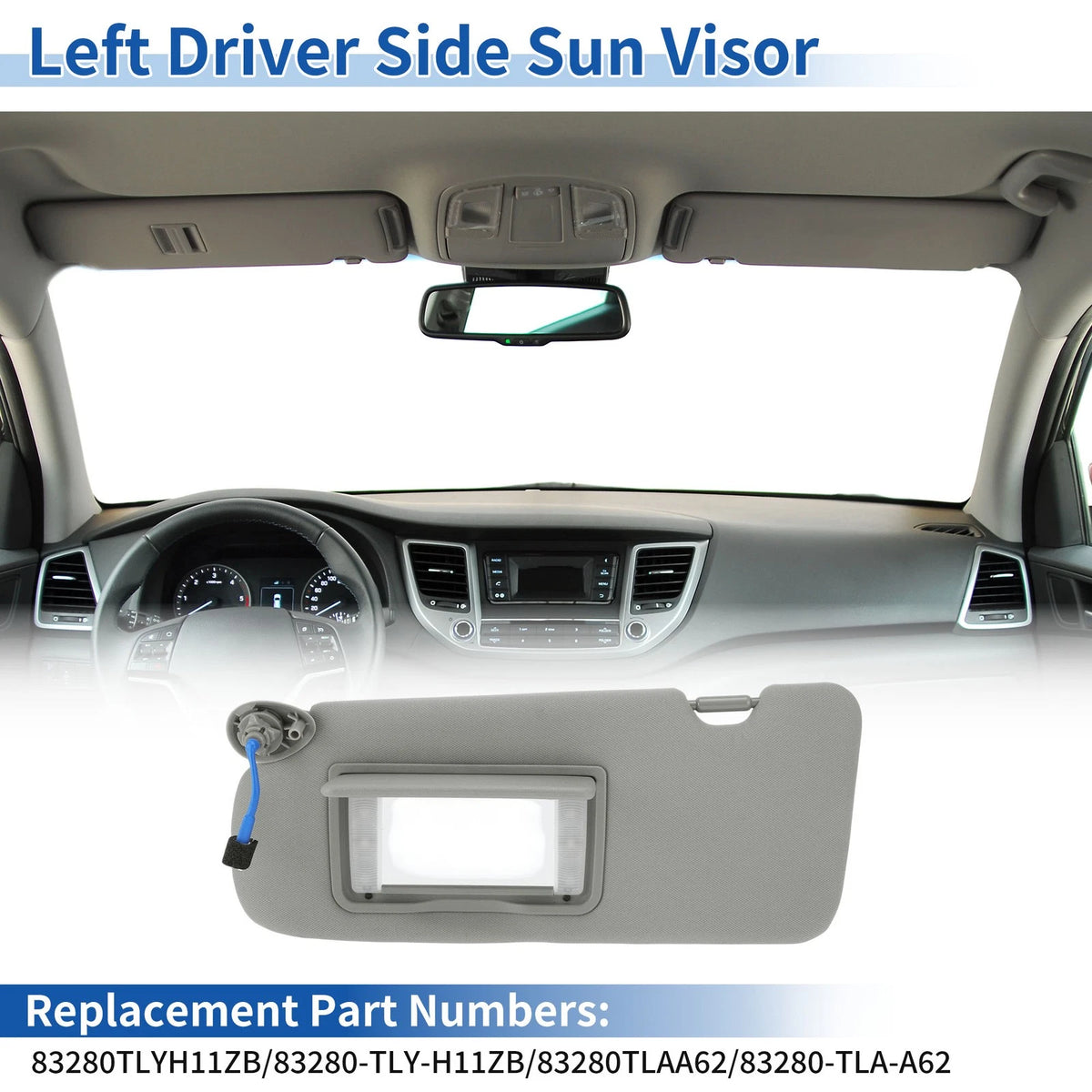 Left Side Sun Visor for Honda CR-V (2017–2022) Gray Replace No. 83280-TLA-A