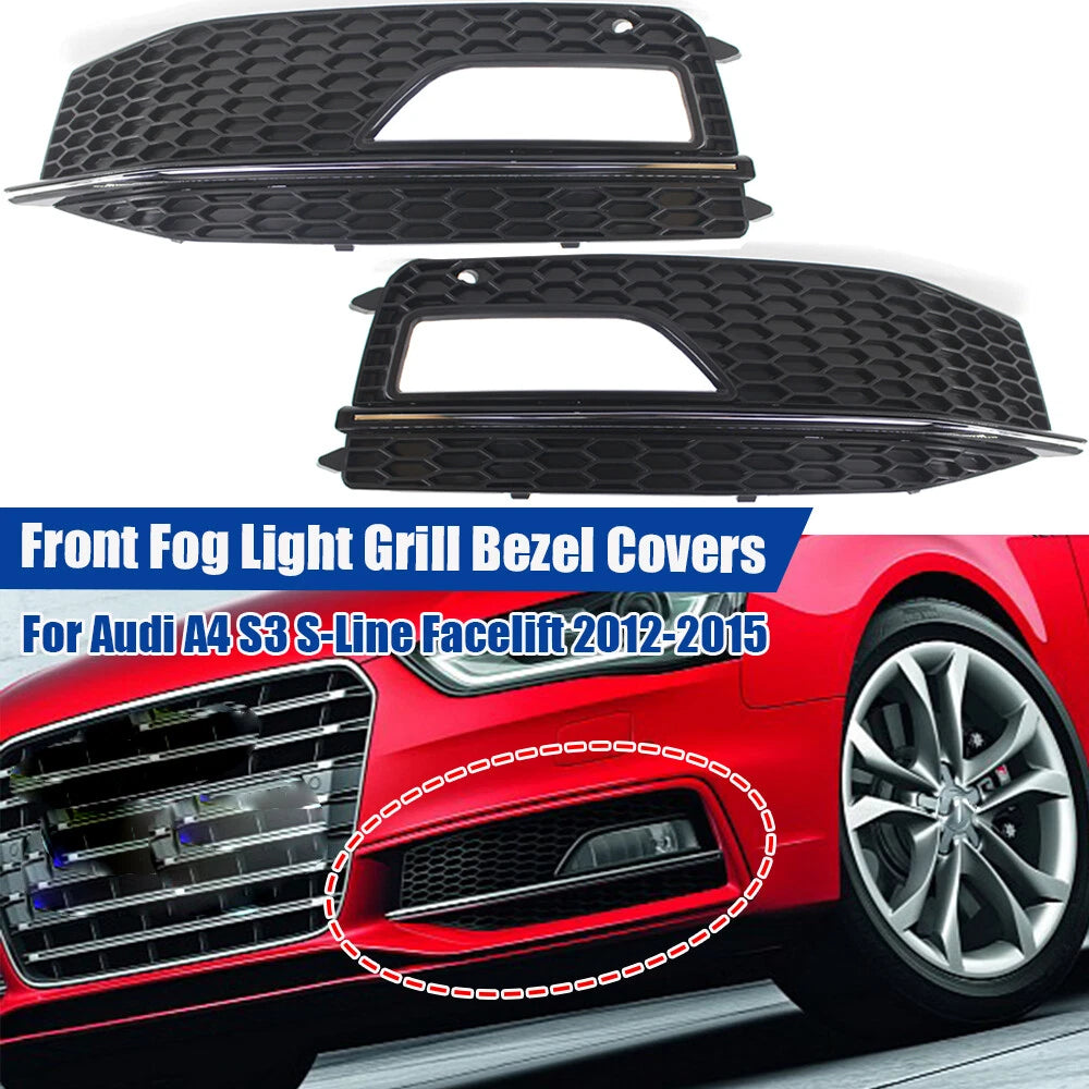 Honeycomb Fog Light Grill Bezel Covers for Audi S4/A4 S-line (2012–2015)