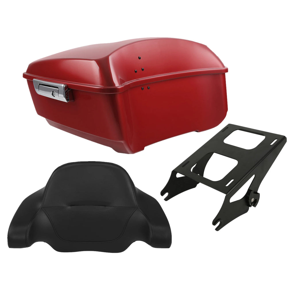 Trunk Backrest Pad Mount Rack for Harley Touring (2014–2026) Wicked Red