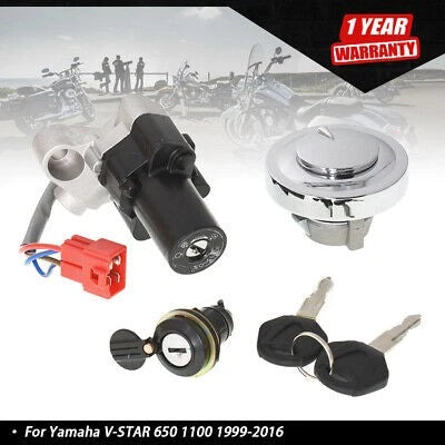 Ignition Switch Fuel Cap Seat Lock Keys for Yamaha V-Star 650 1100 (1999–2016)