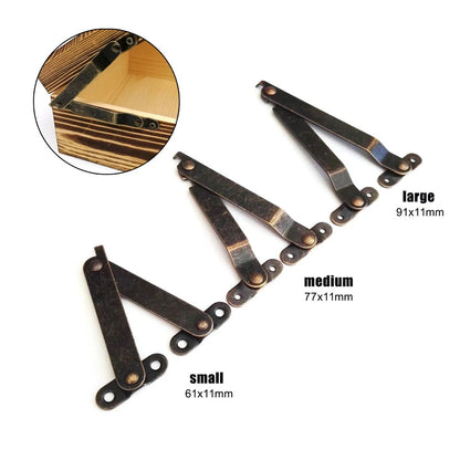 2X Wooden Box Lid Support Hinges for Jewelry Chest Wine Box