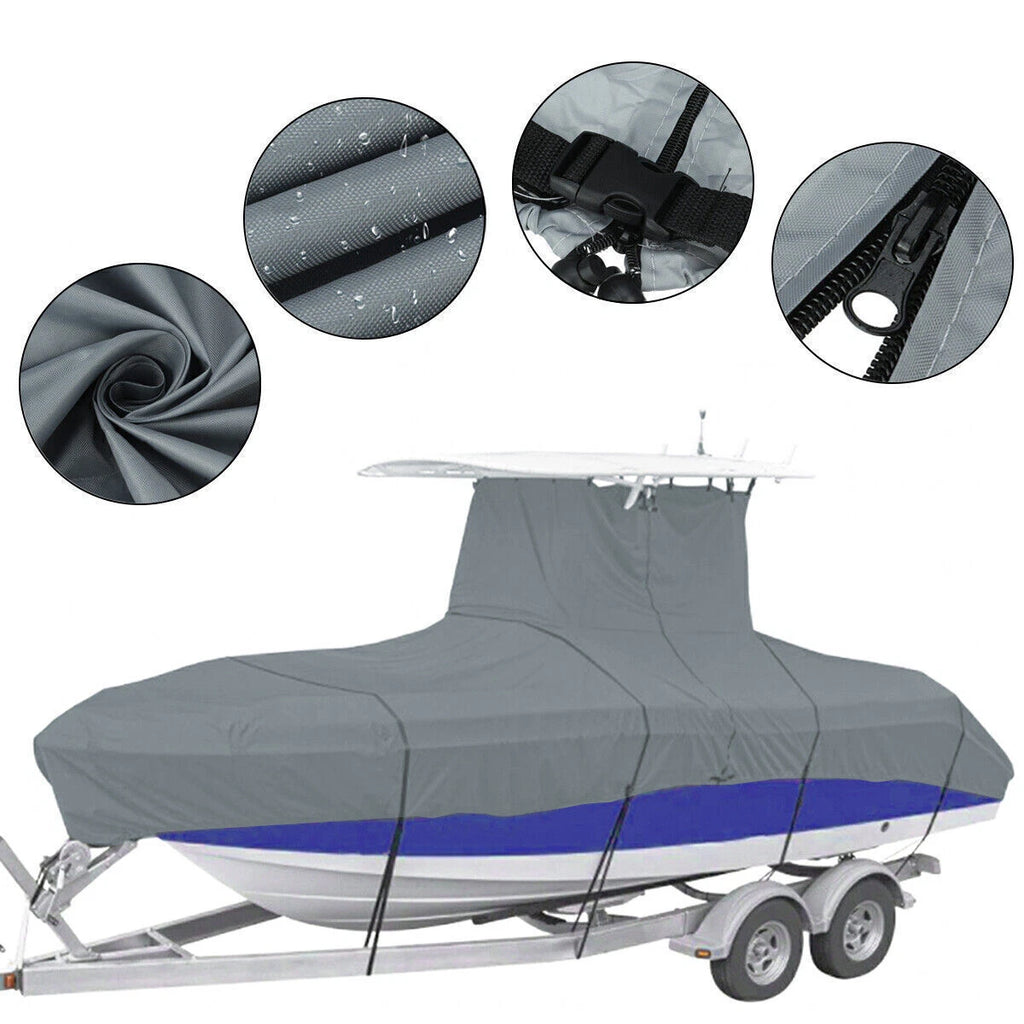210D Heavy-Duty Boat Cover for Center Console Boats with T-Top (16-24FT)