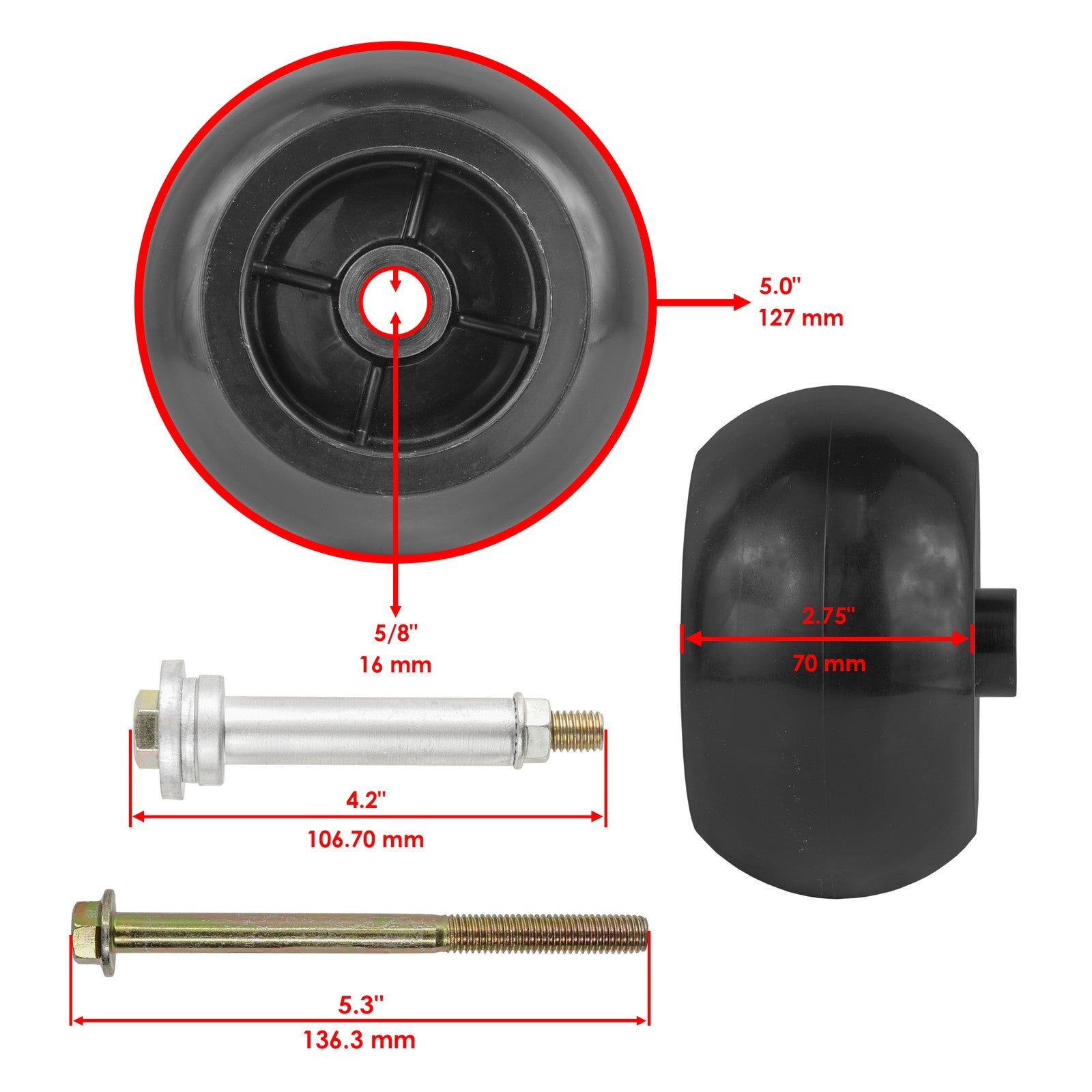 Deck Wheel Replacement for Kubota 48 Inch RCK48 Series (2008–2019)