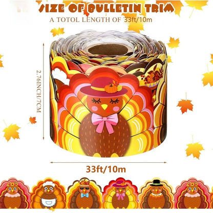 Seasonal Turkey Scalloped Border Decor for Classroom Display