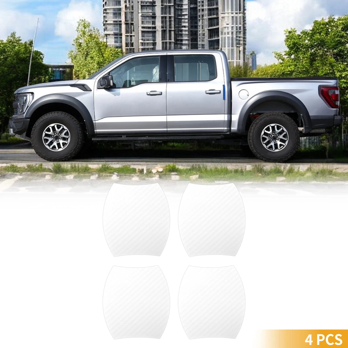 3D Car Door Cup Protector Sticker for Universal Fit (90x100mm) - Carbon Fiber White