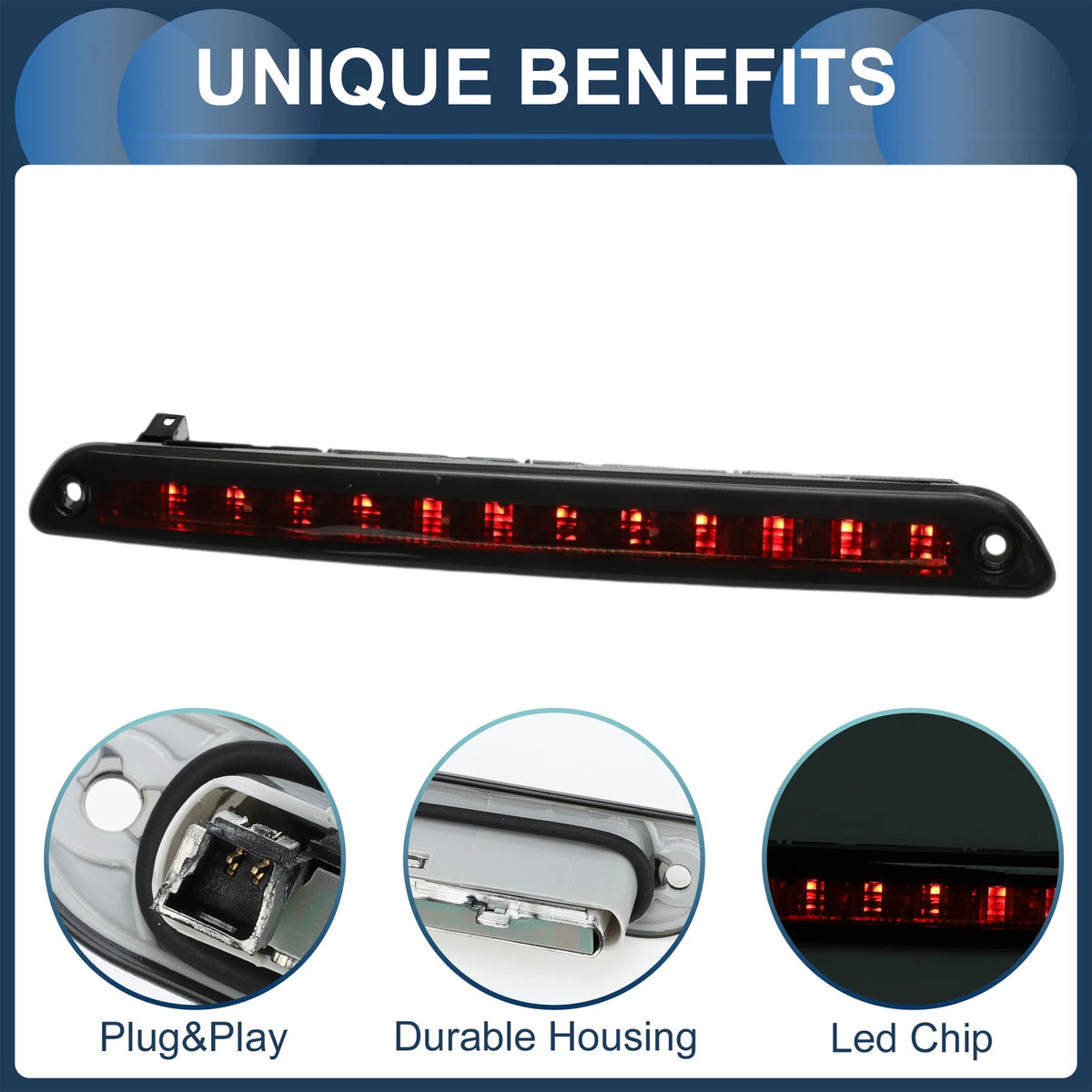 LED Third Brake Light for Mercedes-Benz Sprinter 2500 3500 (2014–2023) Black Housing