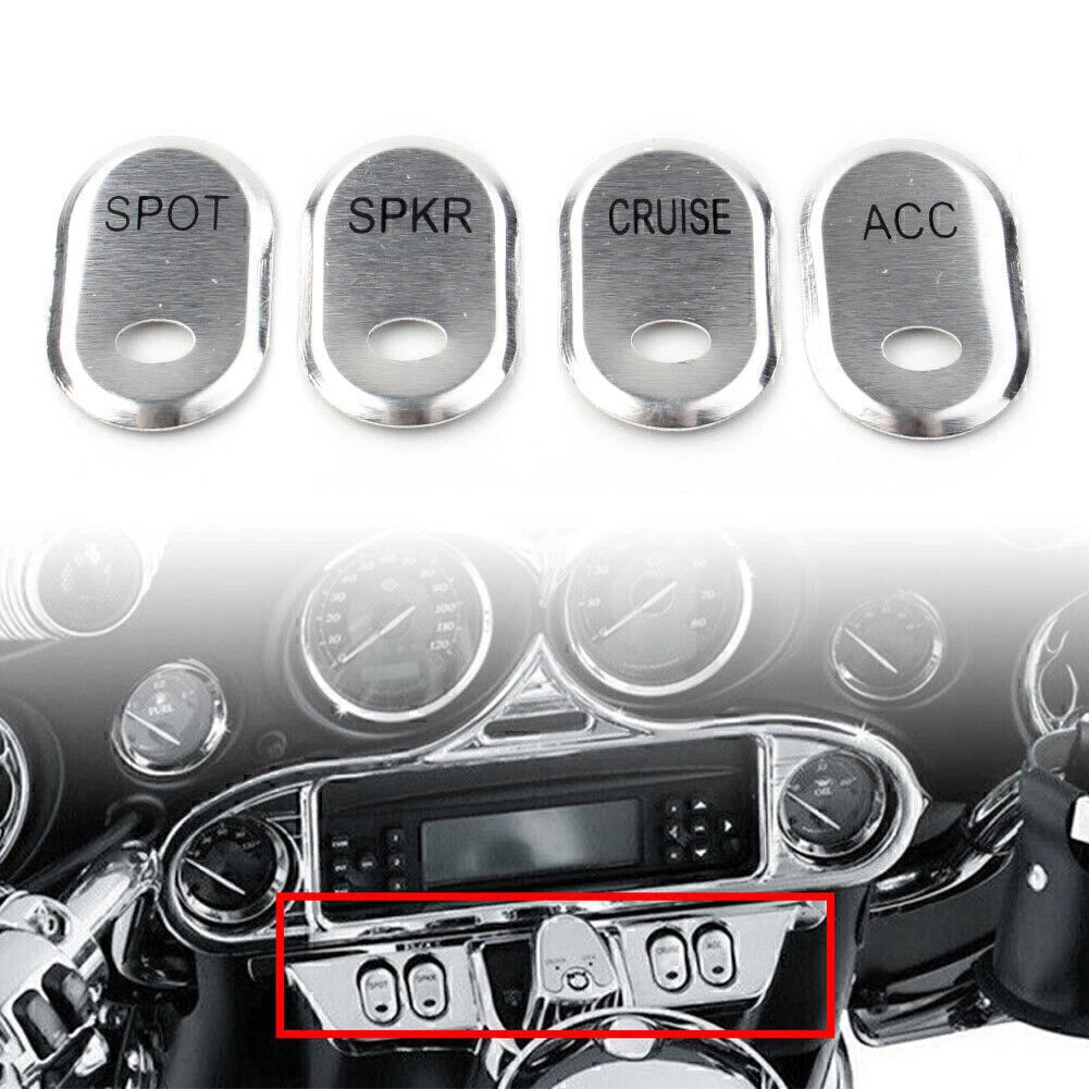 Chrome Brushed Panel Switch Covers for Harley Touring Electra Glide Road Glide (2014–2023)