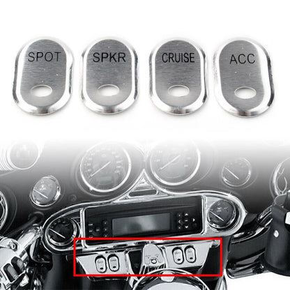 Chrome Brushed Panel Switch Covers for Harley Touring Electra Glide Road Glide (2014–2023)