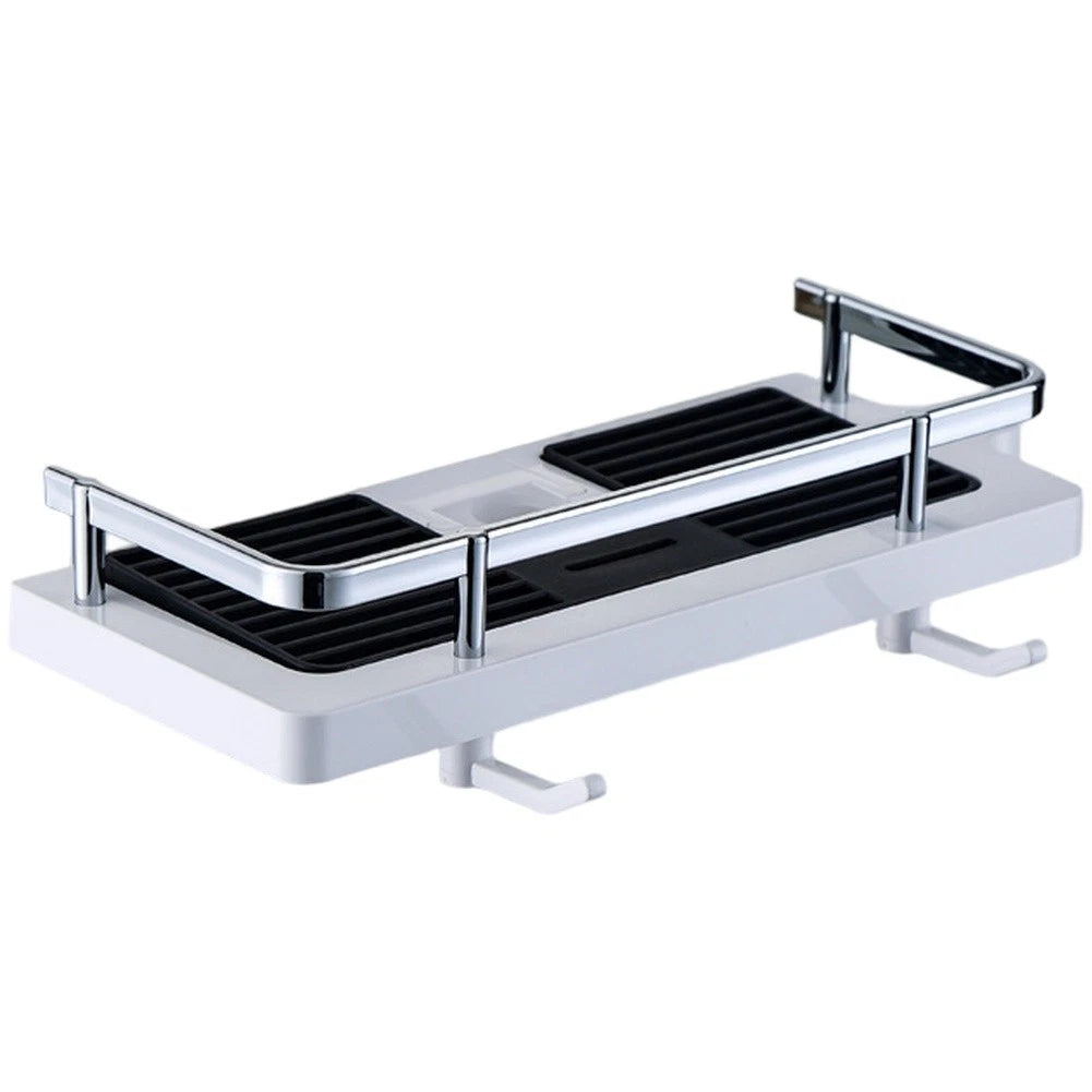 Adjustable Shower Rod Shelf for Bathroom Organizer (NoDrill)