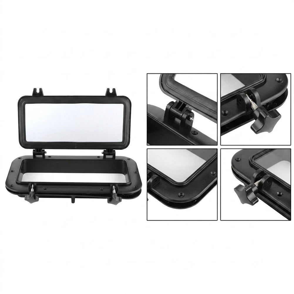 Rectangular Portlight for Marine Applications (400 mm x 200 mm) Black ABS Glass
