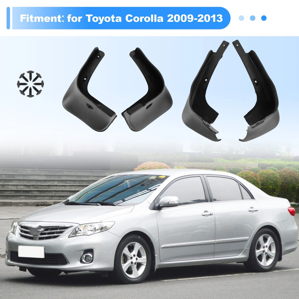4Pcs Front Rear Splash Guards Mud Flaps for Toyota Corolla (2009–2013)