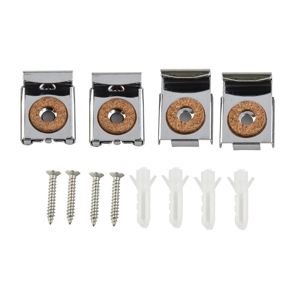 Set of 4 Chrome Mirror Mounting Clips for Frameless Mirrors