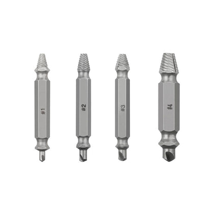 Set of 4 Screw Extractor Kit for Broken Damaged Bolt Remover Drill Bits