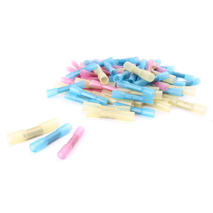 Cable Connector Heat Shrink Butt Electrical Wire Splice Terminal Red Yellow Blue