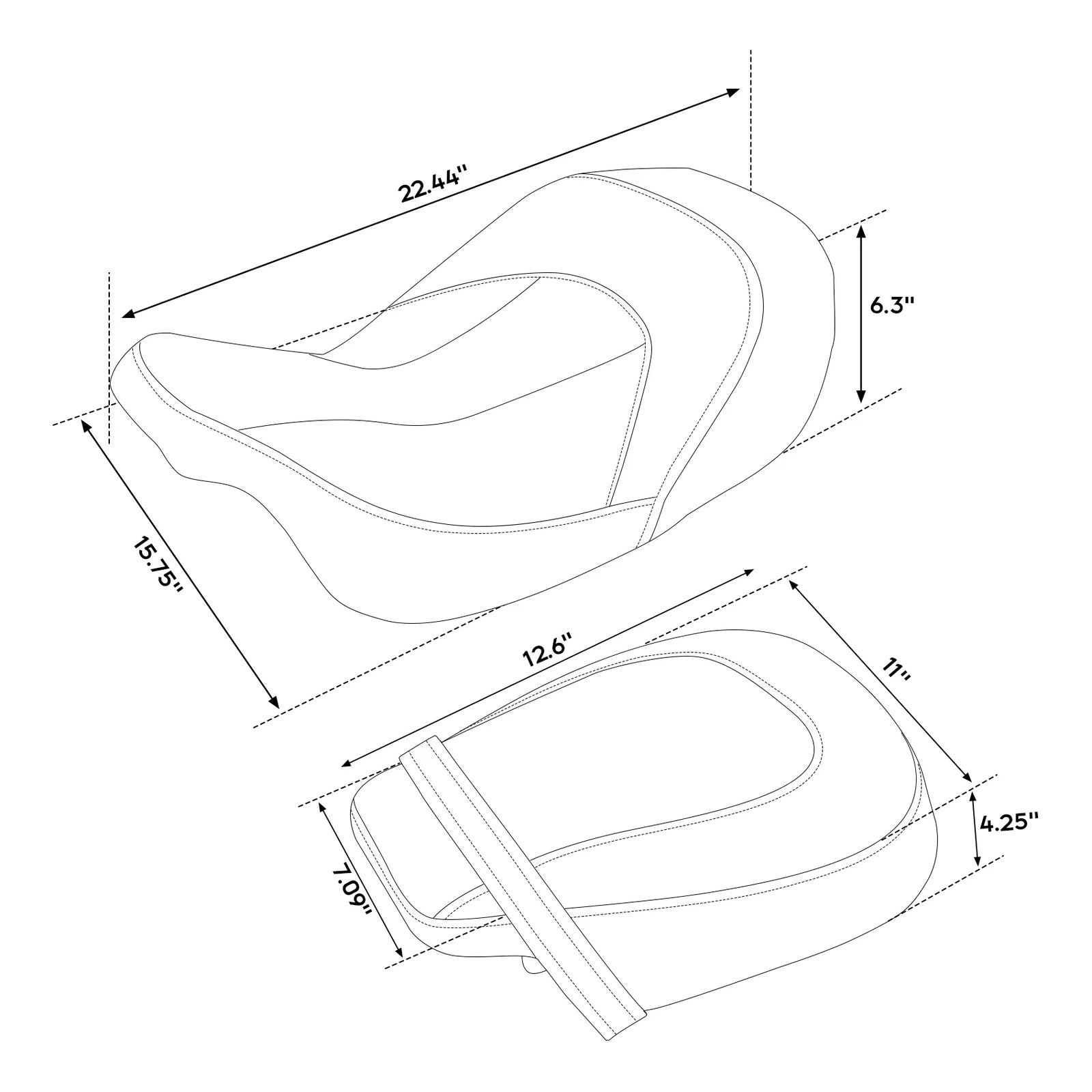 Gel Seats for Harley Road King Glide (2009–2023) - Black/Blue