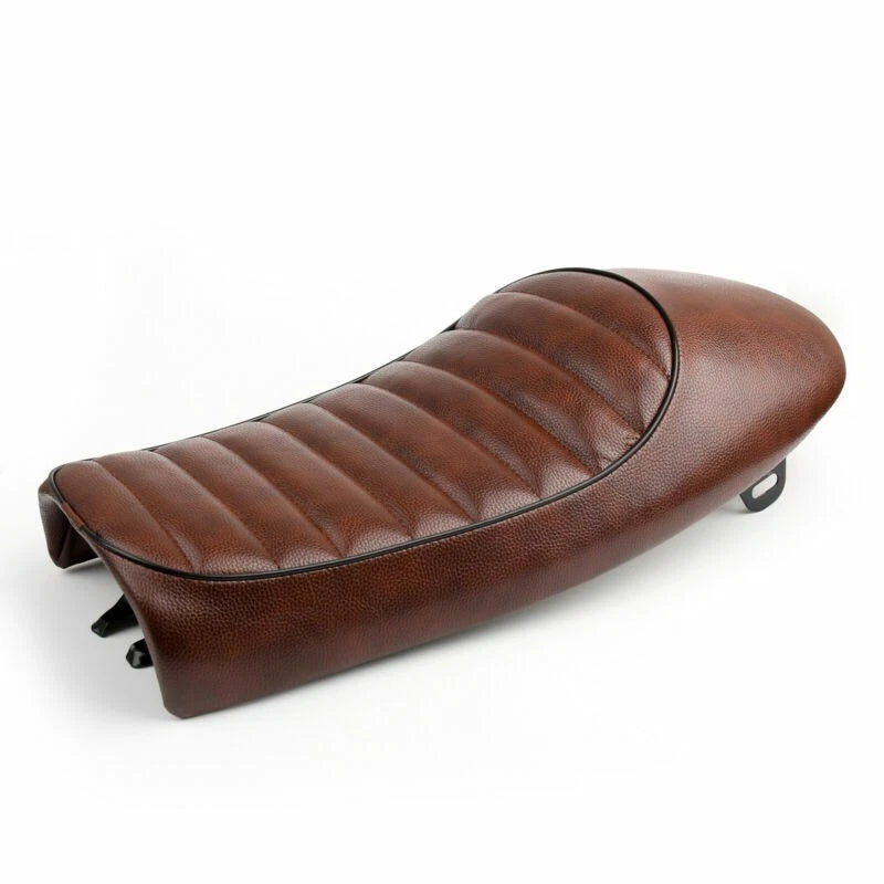 Cafe Racer Flat Hump Seat for Universal Motorcycle (Vintage, Brown)