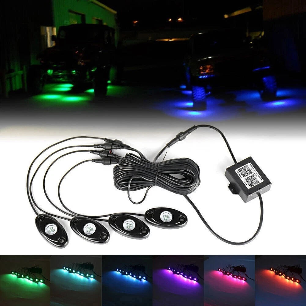 4X RGB LED Rock Lights for Offroad Vehicles (Wireless, Multi Color)