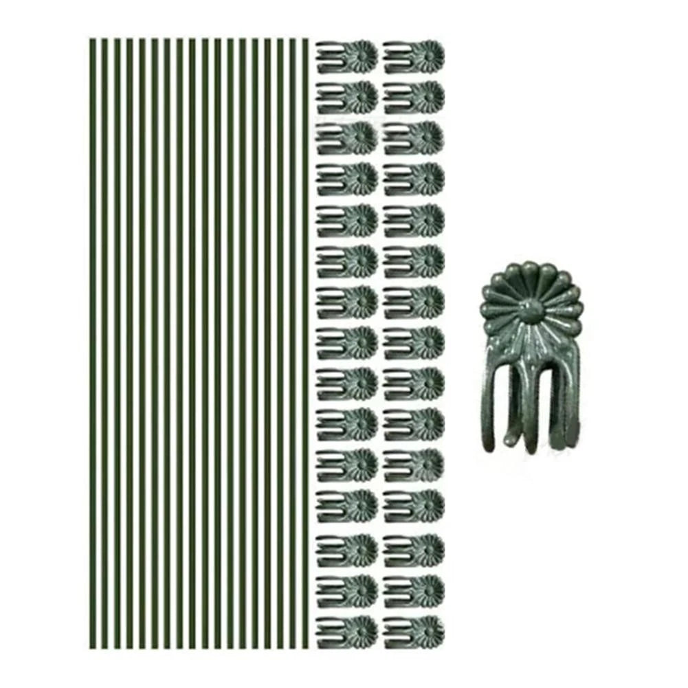 50 Plastic Plant Stakes and Orchid Clips for Plant Growth Support