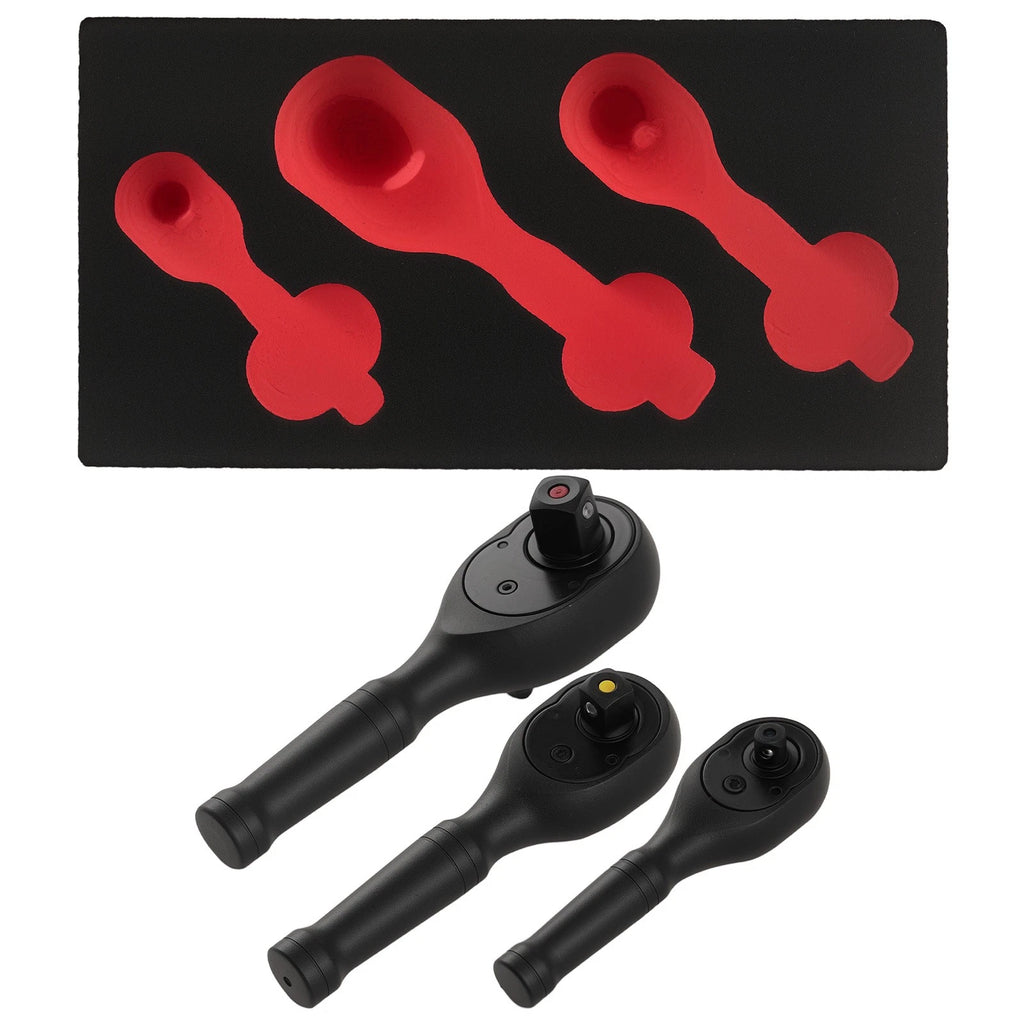 3PCS Quick Change Ratchet Socket Tool Kit 1/4 3/8 1/2 Drive 72T