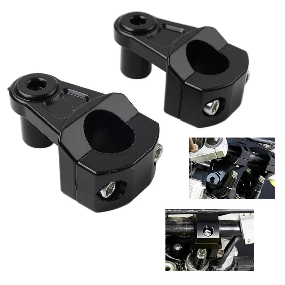 Handlebar Mount Clamps Riser for Motorcycle (7/8" to 1-1/8", Black)