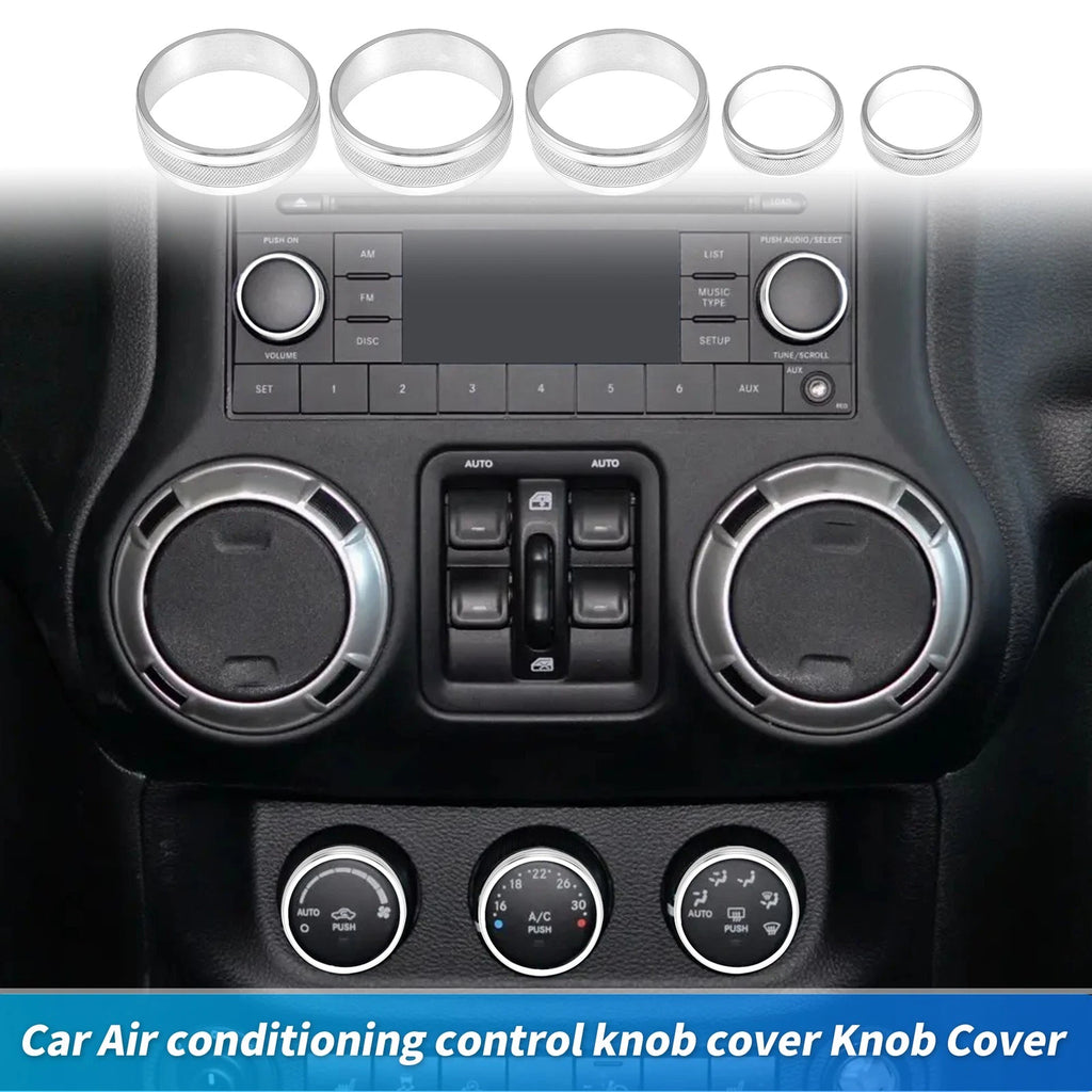 Control Switch Knob Button Cover Trim Ring for Jeep Wrangler JK (2007–2018)