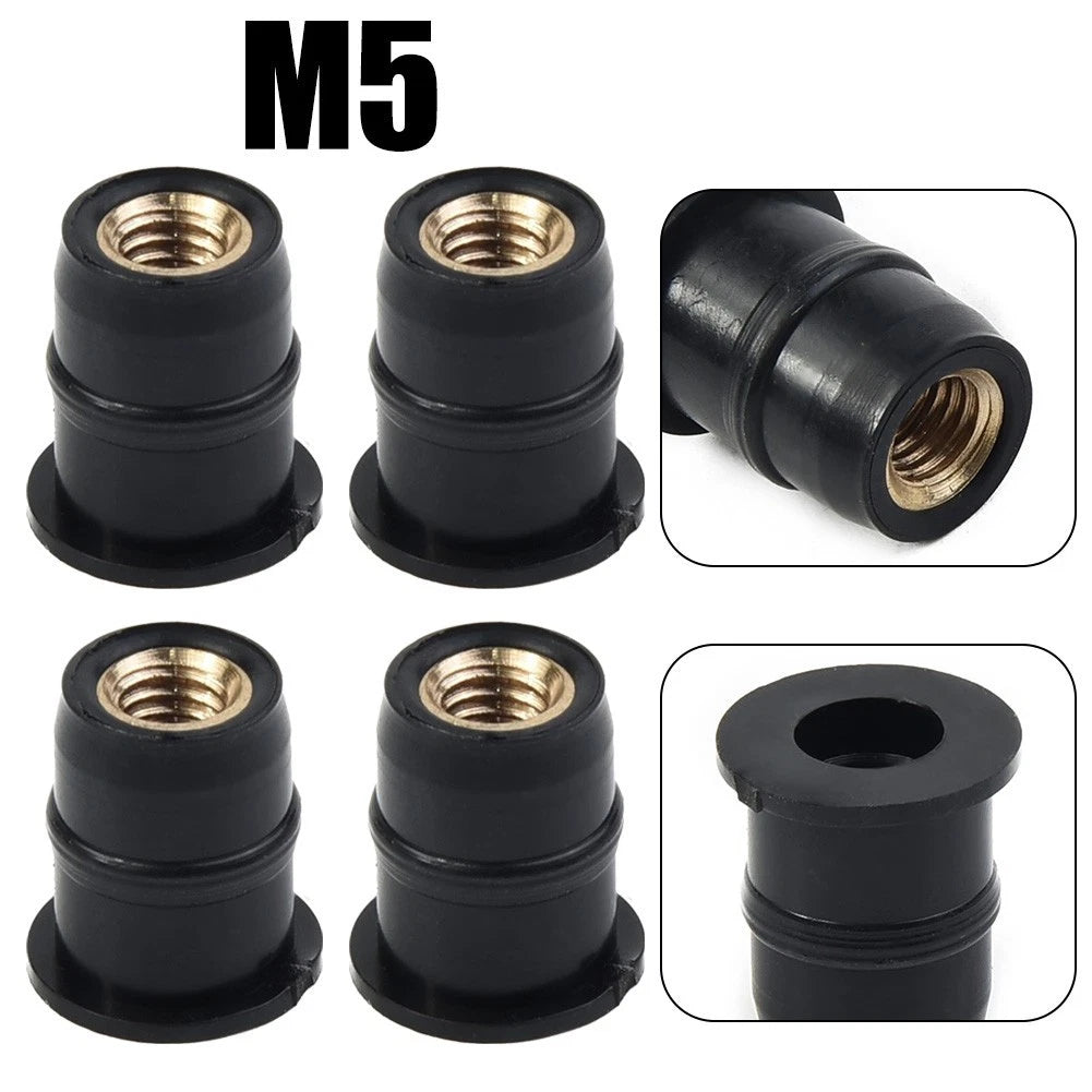 Set of 4 Windshield Nuts for Motorcycle (5mm)
