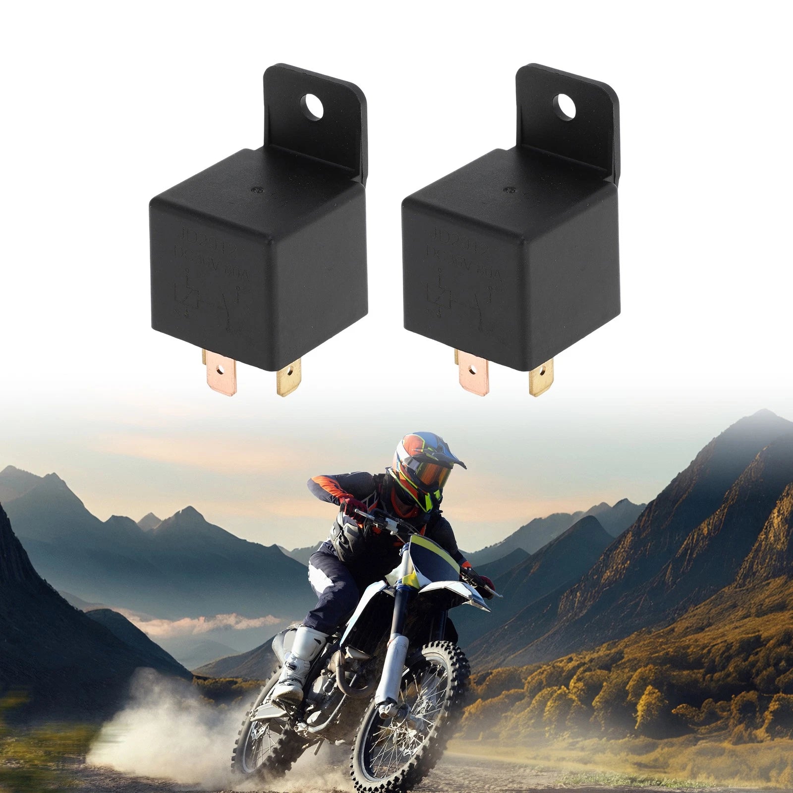 2 Pcs 4-Pin 36V 80A Waterproof Auto Relay for