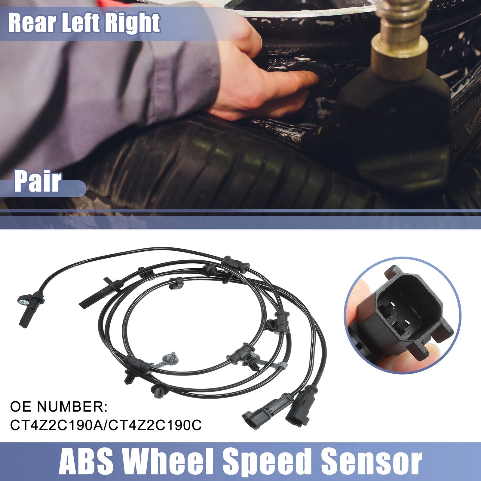 ABS Sensor Pair Rear Left Right Replacement for Ford Edge (2011–2014)