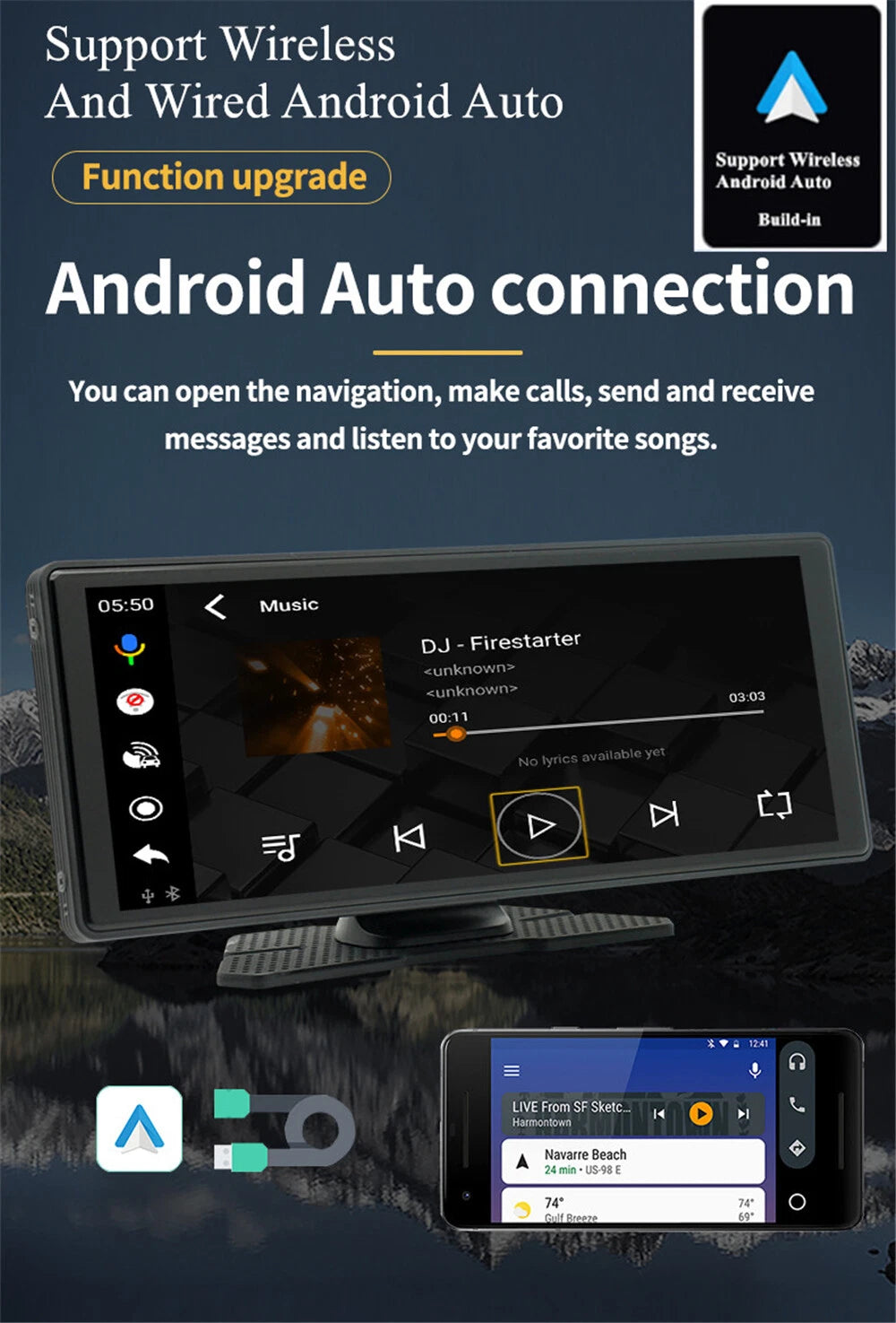 10.26" Touch Screen Car Stereo for CarPlay with Reverse Camera