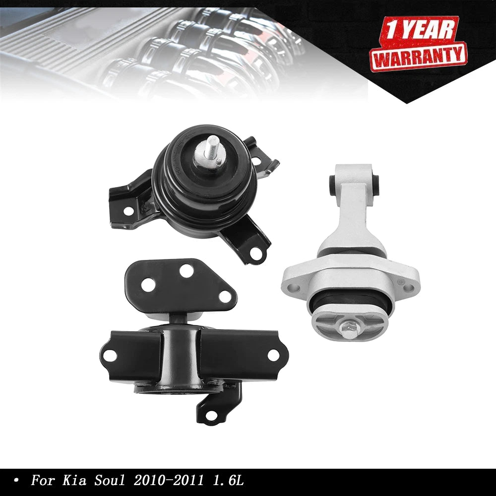 3Pcs Engine Motor & Trans Mount Set for Kia Soul 1.6L 2.0L (2010–2013)