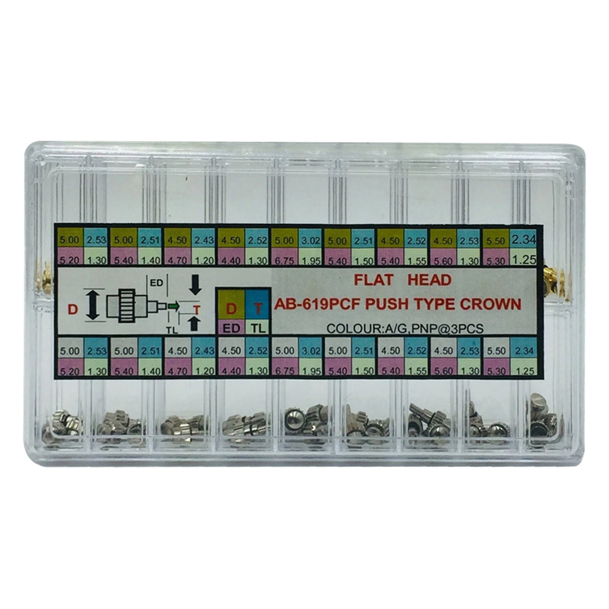 Watch Pusher Button Crown Assortment for Chronograph (54 Pack)