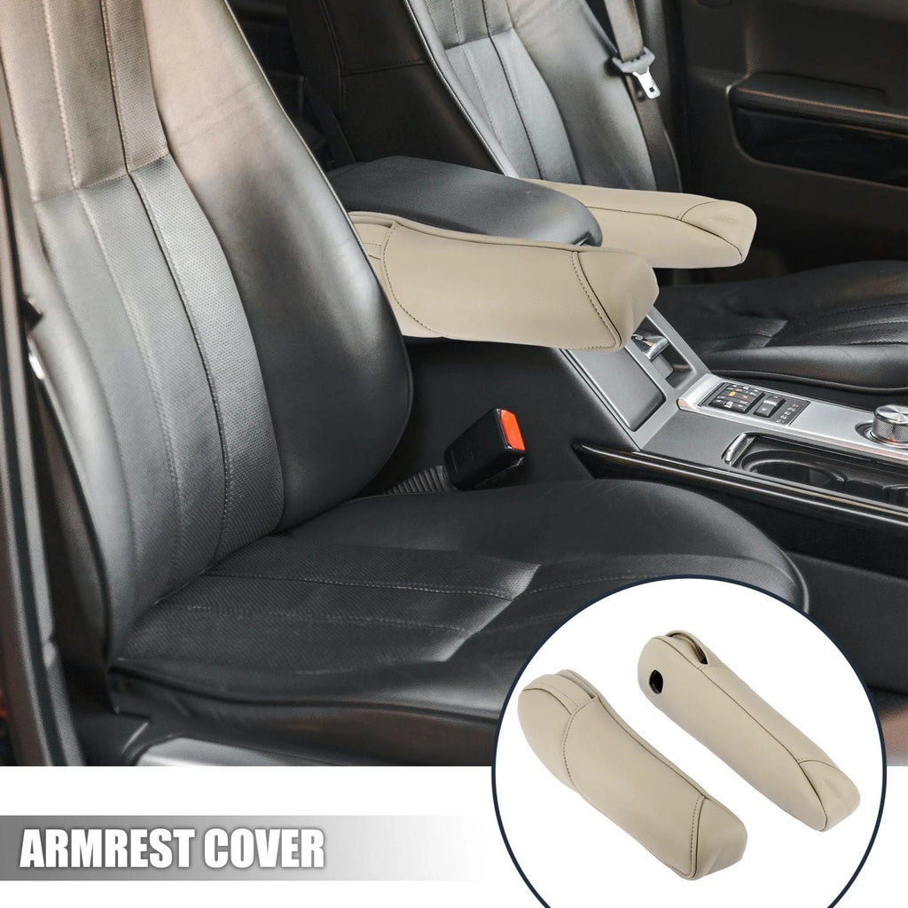 Microfiber Leather Front Seat Armrest Cover Beige for Honda CRV (2007–2009)
