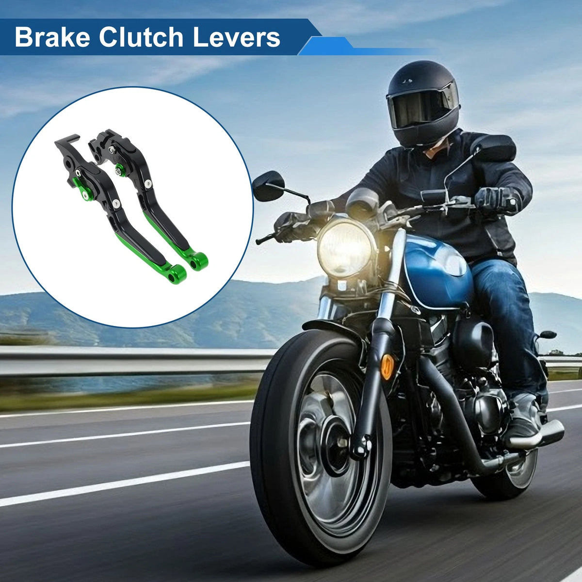 Brake Clutch Levers for KTM 390 Duke (2019–2023) Black Handle Green End 1 Pair