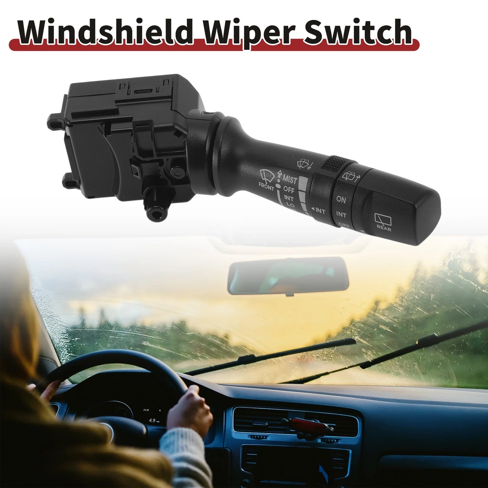 Windshield Wiper Switch for Kia Forte (2013–2016) No. 934202V050, WP601 Black