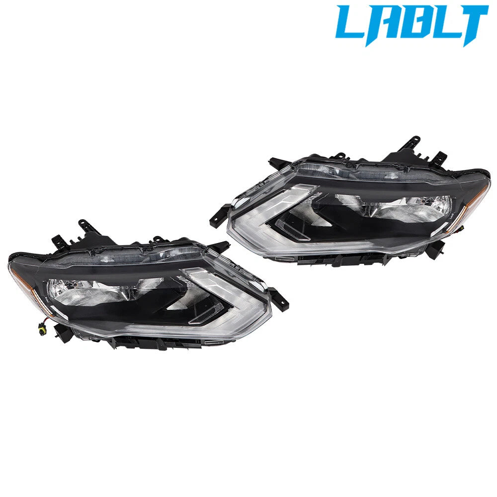 LABLT Pair Headlights for Nissan Rogue (2017–2019) - Clear Halogen