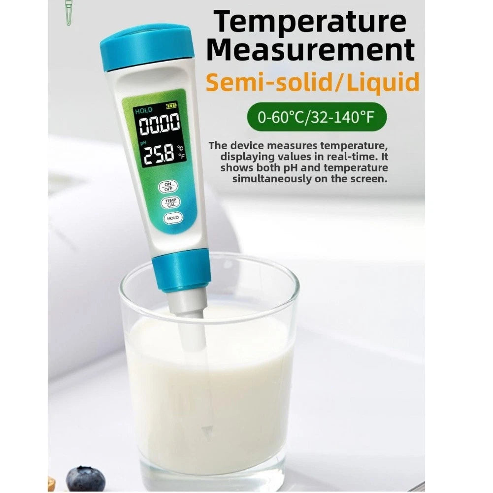 PH Meter with LCD Display for Food Testing and Water Quality Monitoring