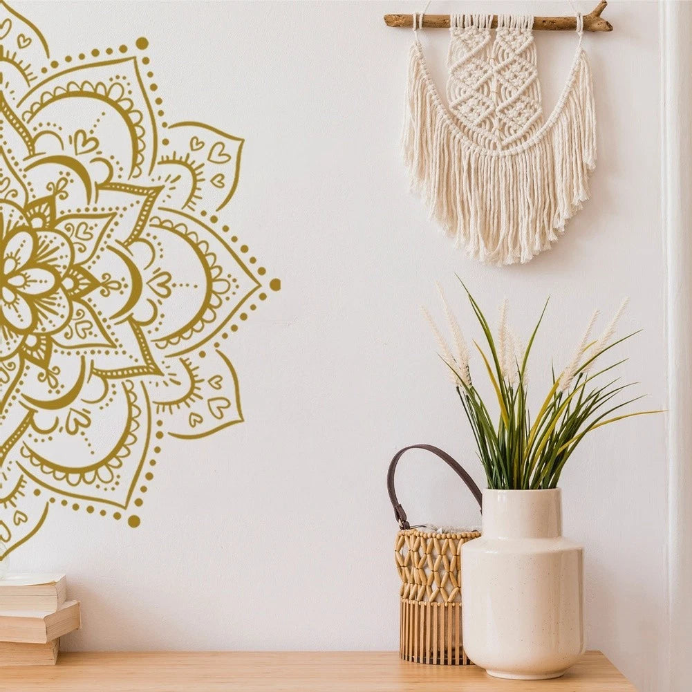 Lotus Mandala Design Wall Sticker for Living Room (Removable)