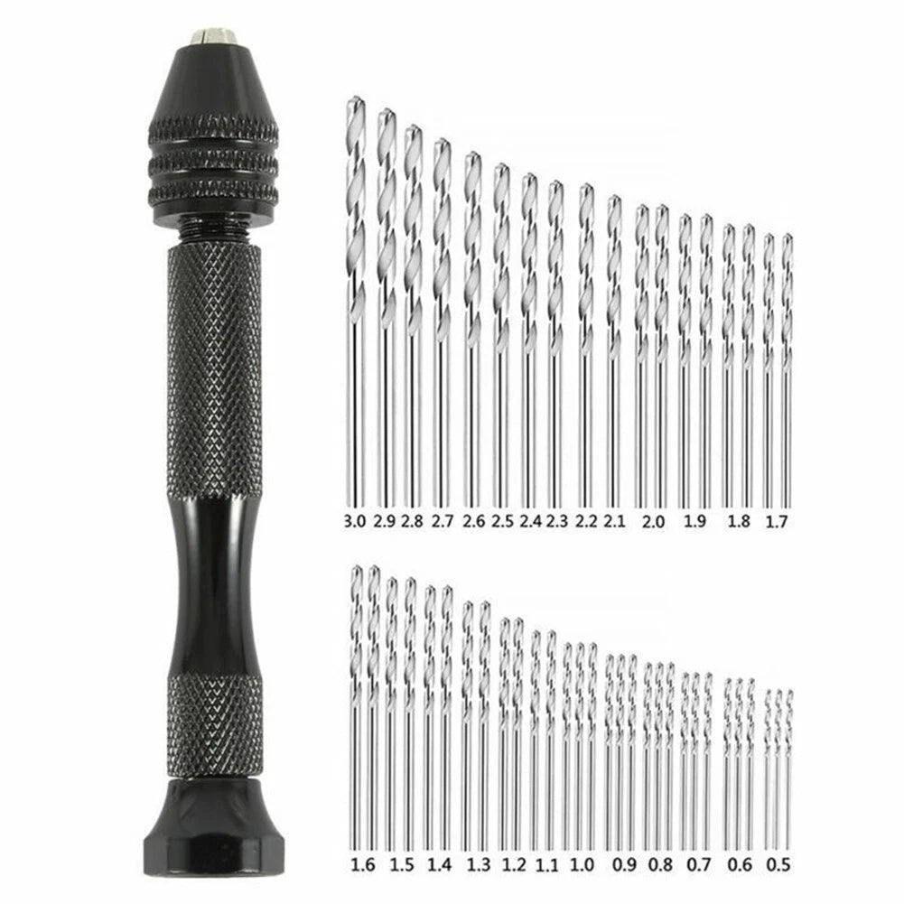 Mini Drill Chuck Pin Vise Bit Set - HSS Aluminum Alloy Spiral Tool